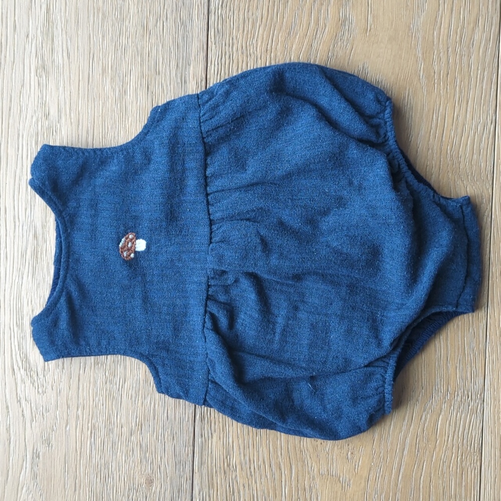 Zara | Embroidered Mushroom Bubble Romper Navy, Red & White
